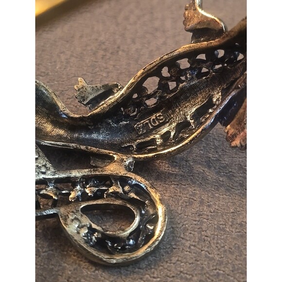 VTG Hinged lizzard bracelet salamander, gecko,  Multicolor rhinestones, SDLZ - Picture 8 of 9